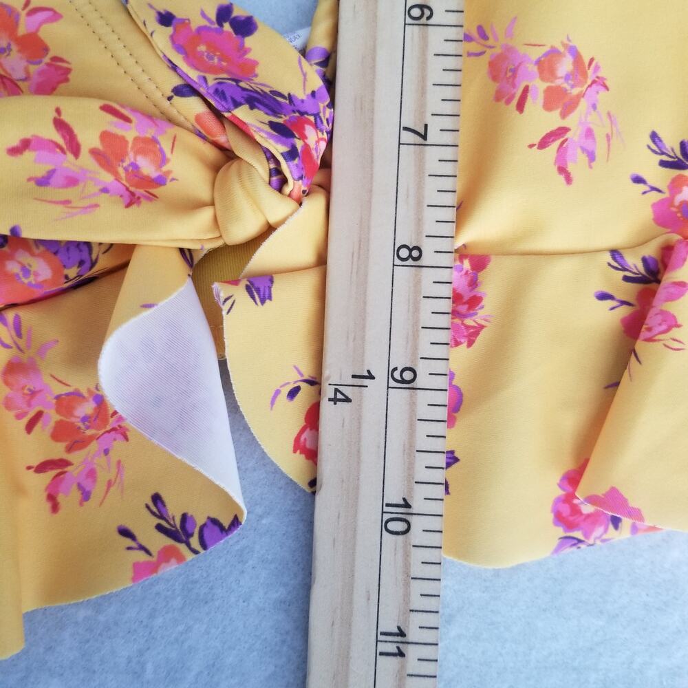 Sugar & Jade Girl's Standard Teen 2Pc Swimsuit Yellow Pink Floral, Sz M (10) - Picture 9 of 9
